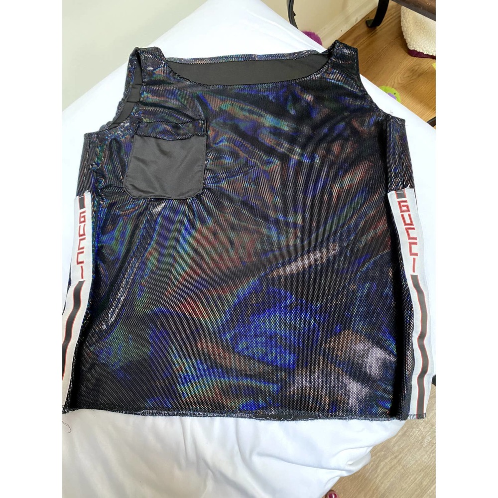 Homemade Tank Top XL Multicolor Shiny Black with Designer name